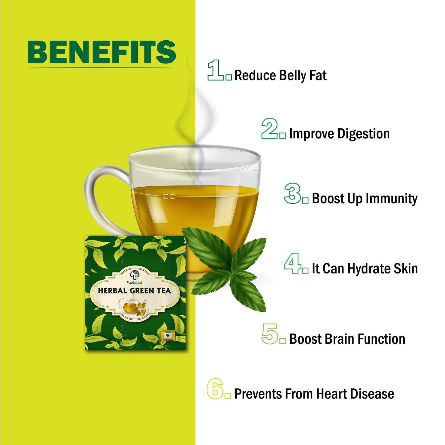 Mushleaf Green Tea Bags (30 Pieces)